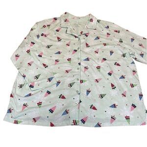 Serenada Sleepwear Knit Christmas Trees Pajama Top, sleep shirt, like new! 3X